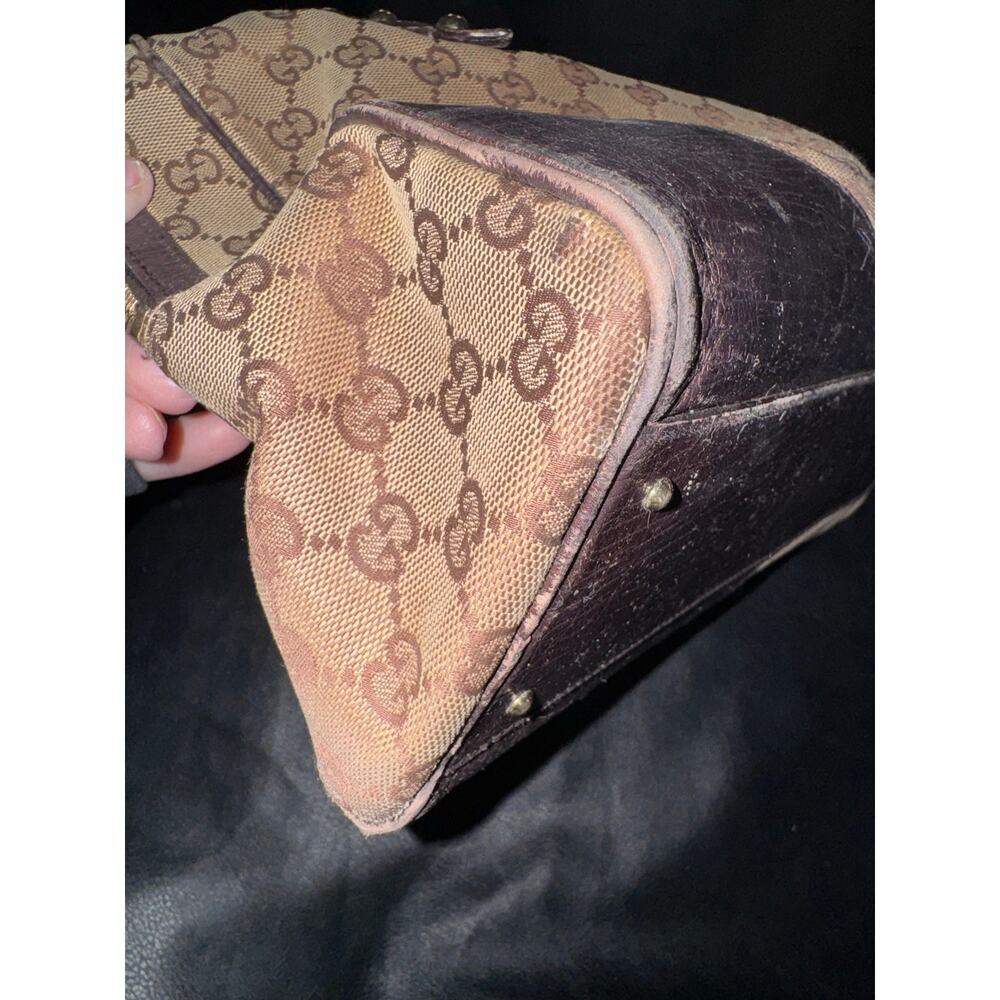 Authentic Vintage Gucci Horsebit GG Canvas Boston Satchel Bag - Picture 10 of 15